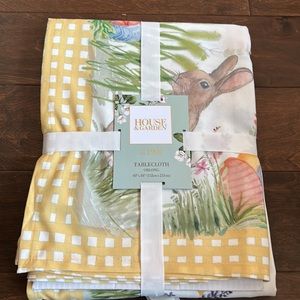 House & Garden Easter Eggs Bunny Tablecloth 60”x 84” Plaid Print